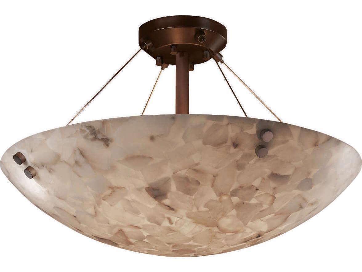 Justice Design Group Alabaster Rocks Bronze Bowl Semi Flush Mount