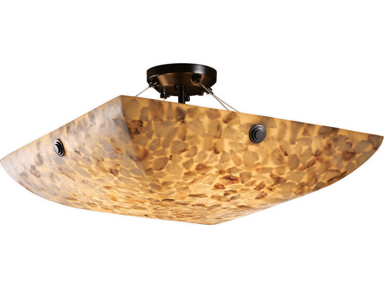 Justice Design Group Alabaster Rocks 6-Light Bronze Bowl Semi Flush Mount