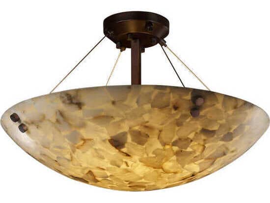 Justice Design Group Alabaster Rocks 6-Light Bronze Bowl Semi Flush Mount