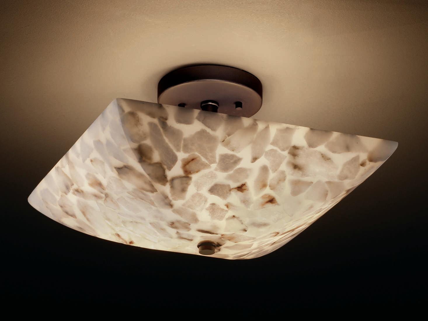 Justice Design Group Alabaster Rocks 2-Light Bronze Bowl Semi Flush Mount
