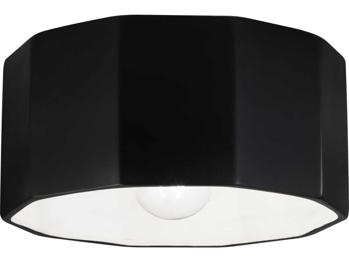 Justice Design Group Radiance 1-Light Black Drum Flush Mount