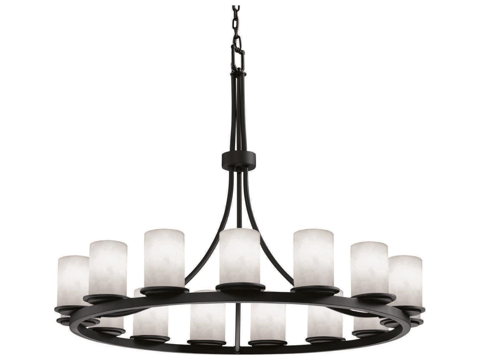 Justice Design Group Clouds 15-Light Black Cylinder Chandelier