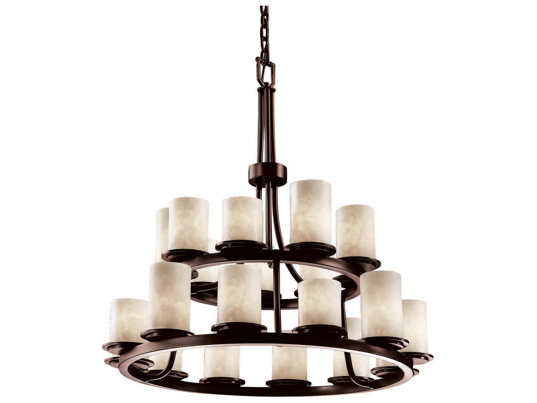 Justice Design Group Clouds 21-Light Bronze Cylinder Tiered Chandelier