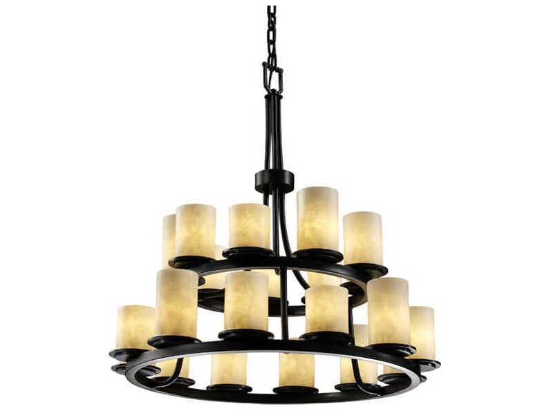 Justice Design Group Clouds 21-Light Bronze Cylinder Tiered Chandelier