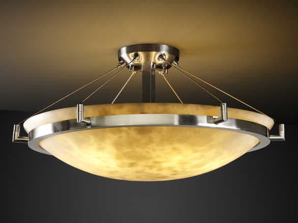 Justice Design Group Clouds 6-Light Nickel Glass Round Semi Flush Mount