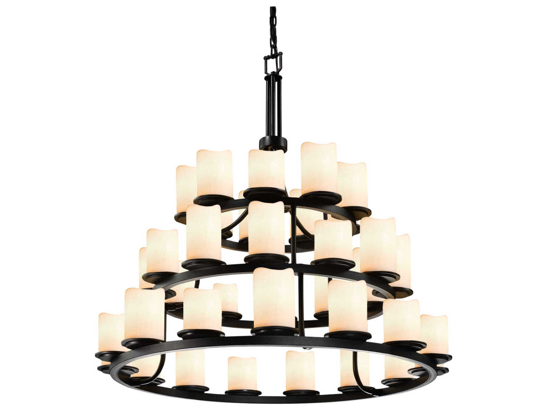 Justice Design Group Candlearia 36-Light Bronze Cylinder Tiered Chandelier