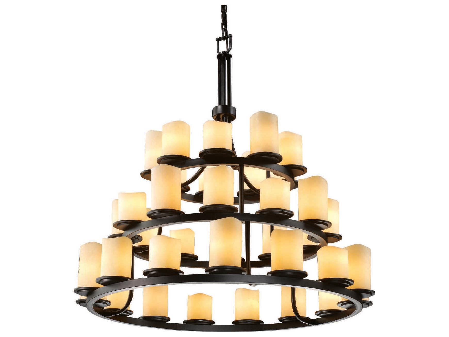 Justice Design Group Candlearia 36-Light Bronze Cylinder Tiered Chandelier