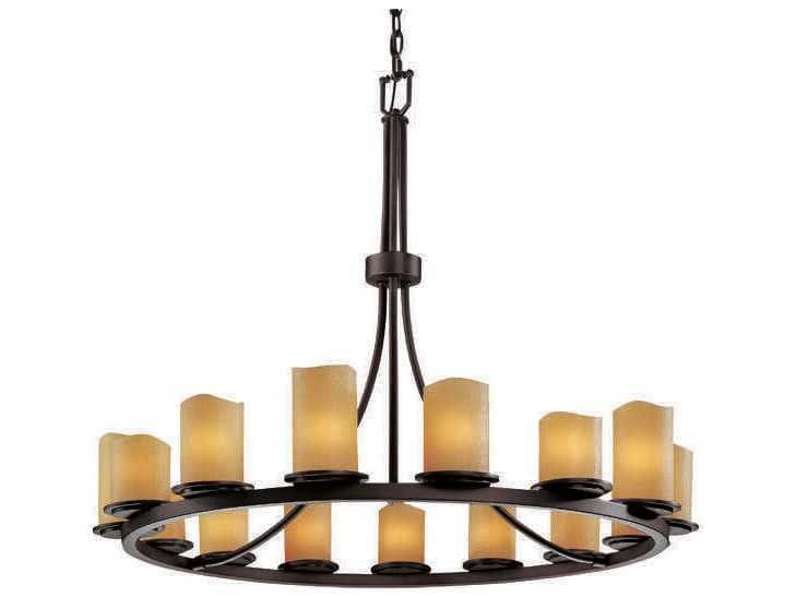 Justice Design Group Candlearia 15-Light Bronze Cylinder Chandelier