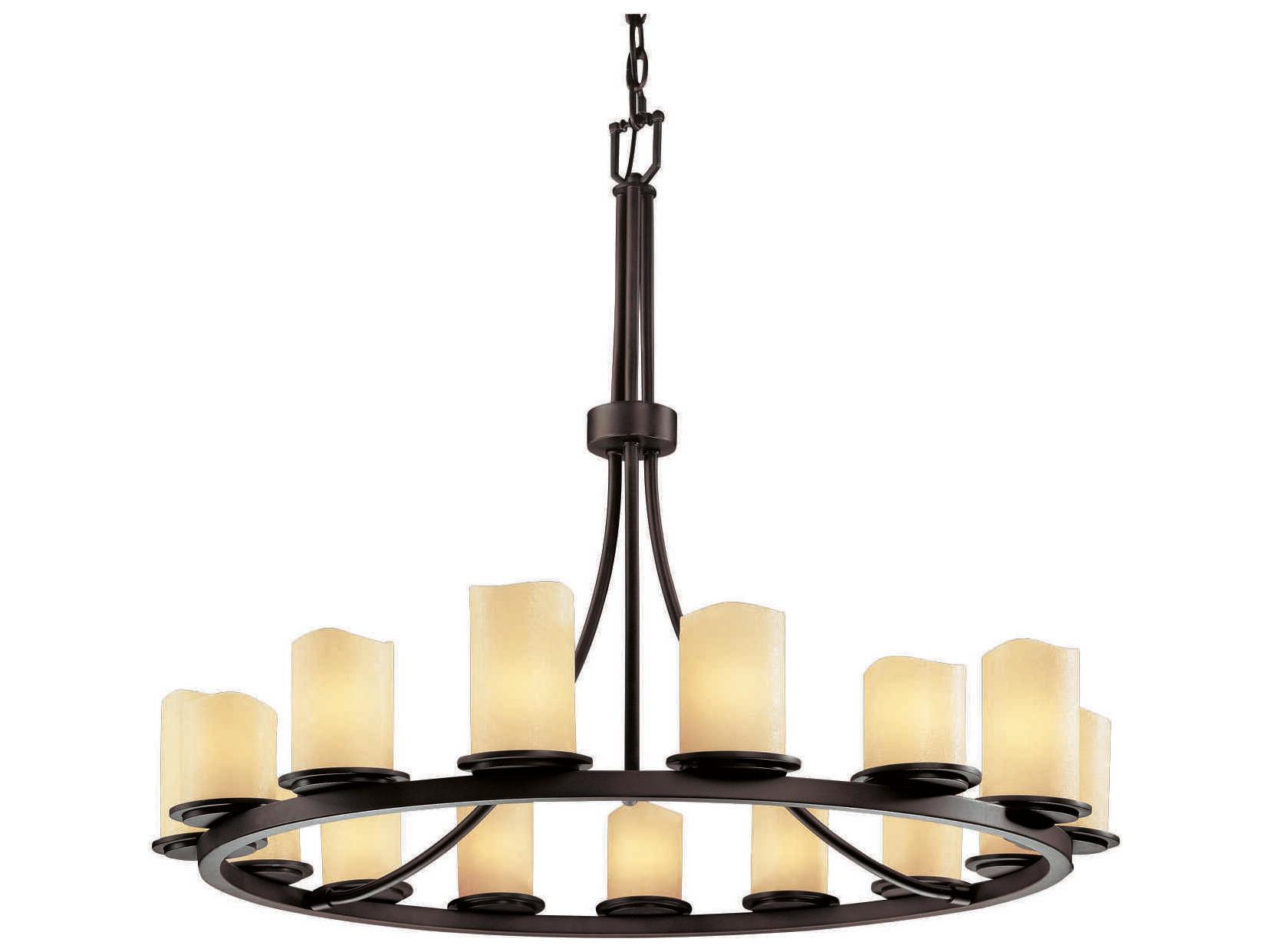 Justice Design Group Candlearia 15-Light Bronze Cylinder Chandelier