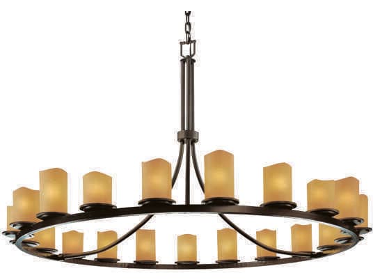 Justice Design Group Candlearia 21-Light Bronze Cylinder Chandelier