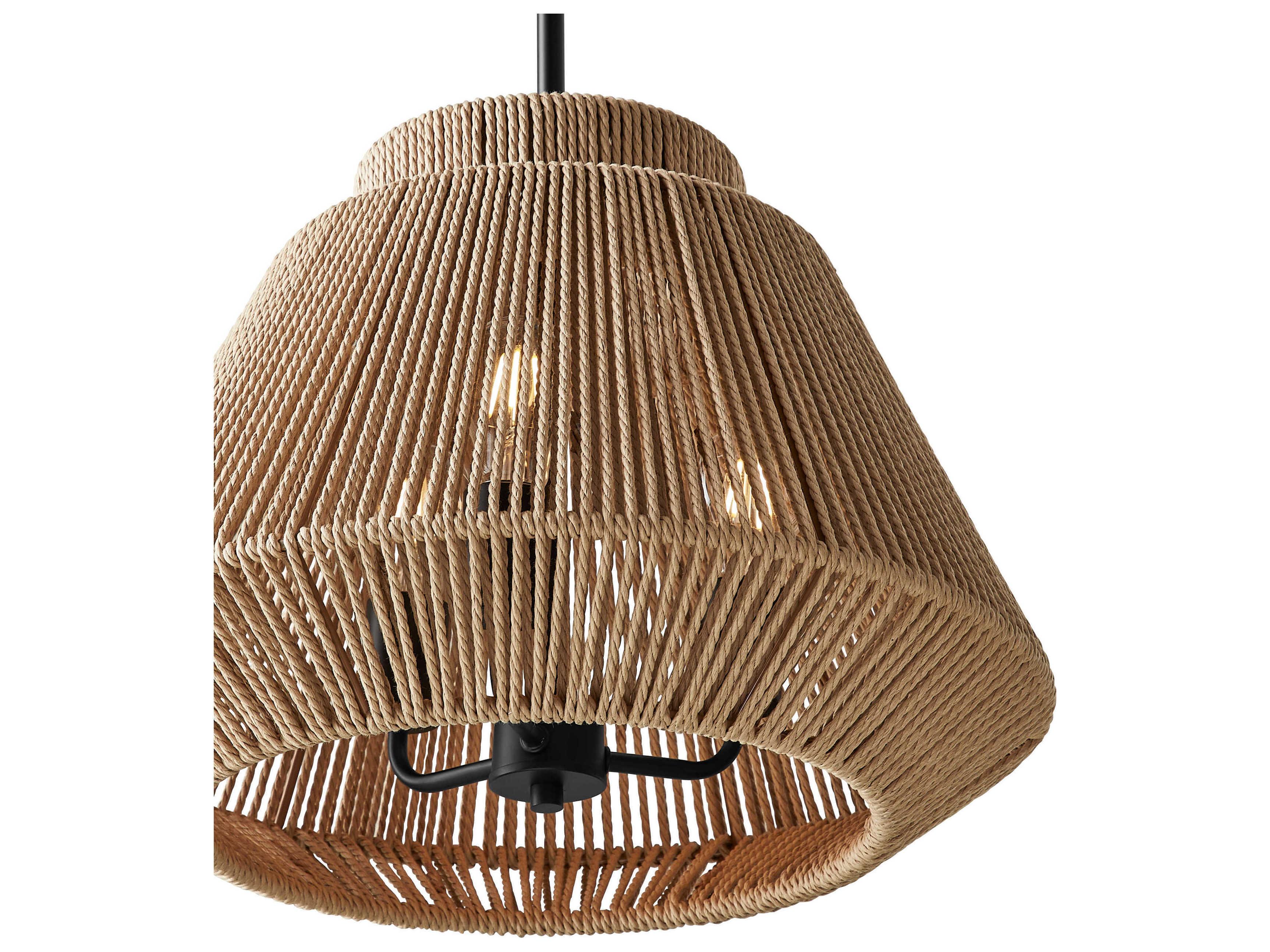 Justice Design Group Eco Nido 3-Light Matte Black Brown Pendant