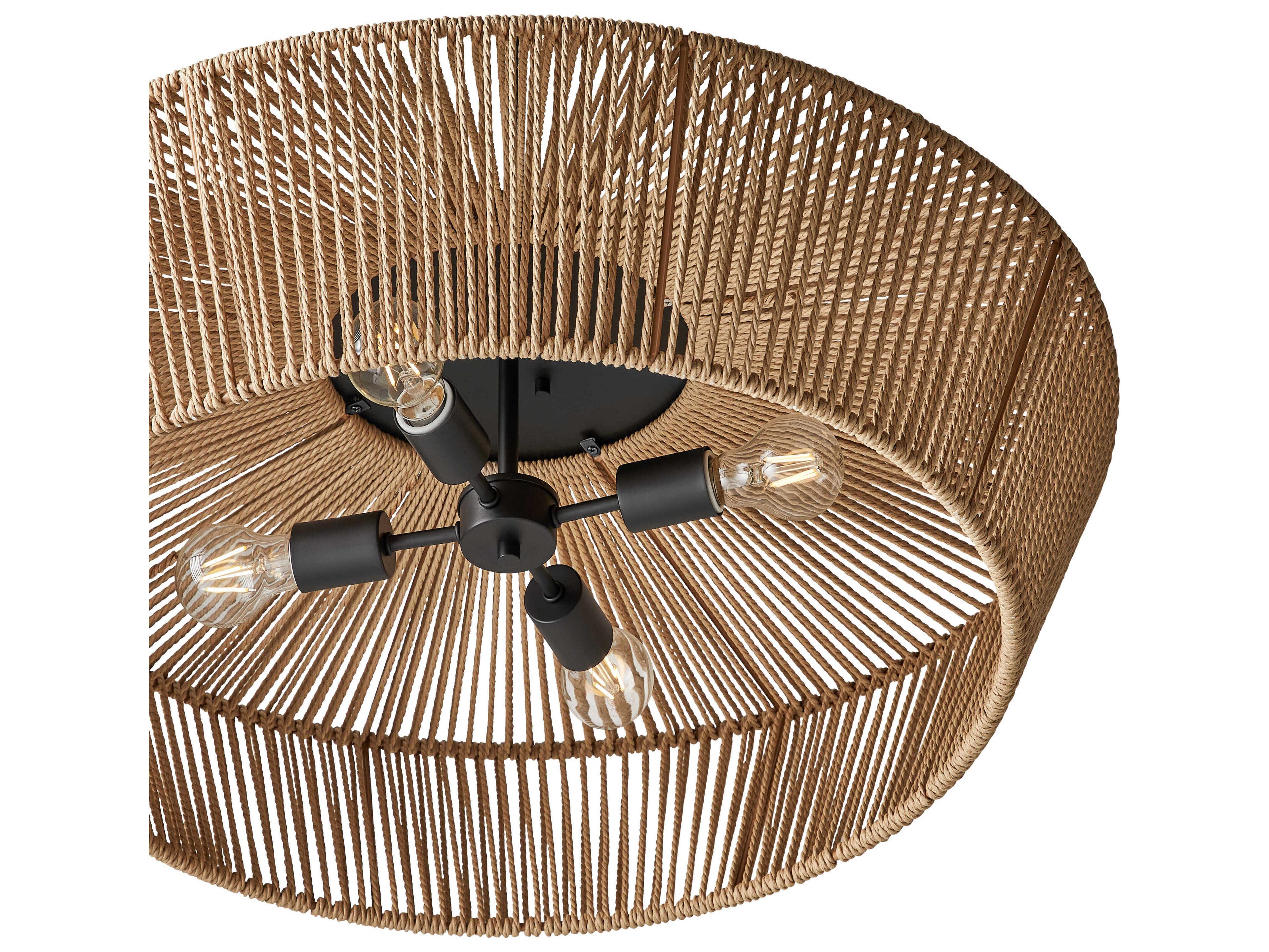 Justice Design Group Eco Nido 4-Light Matte Black Brown Flush Mount