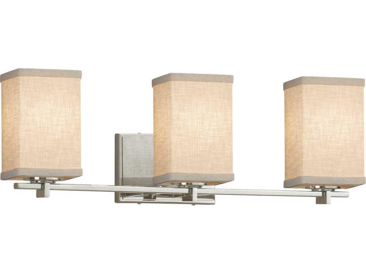 Justice Design Group Textile 3-Light Nickel Vanity Light