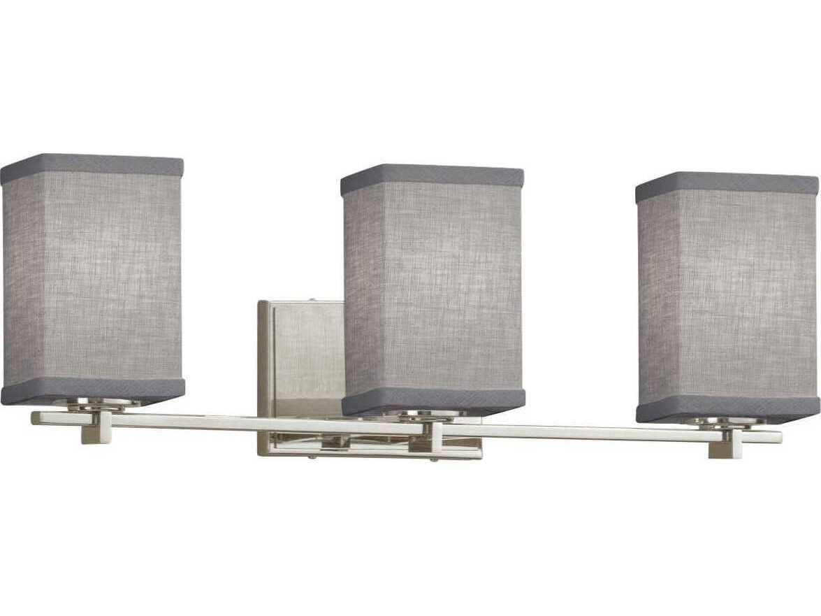Justice Design Group Textile 3-Light Nickel Vanity Light