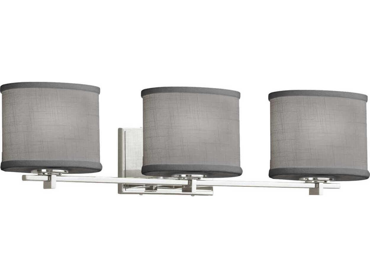 Justice Design Group Textile 3-Light Nickel Vanity Light