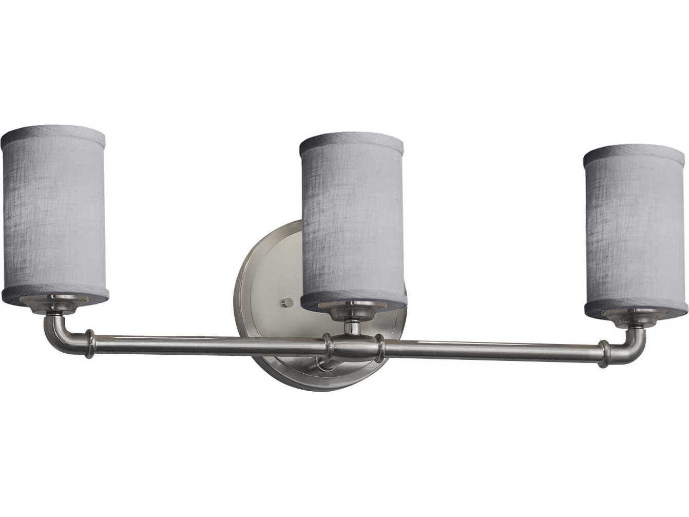 Justice Design Group Textile 3-Light Nickel Vanity Light