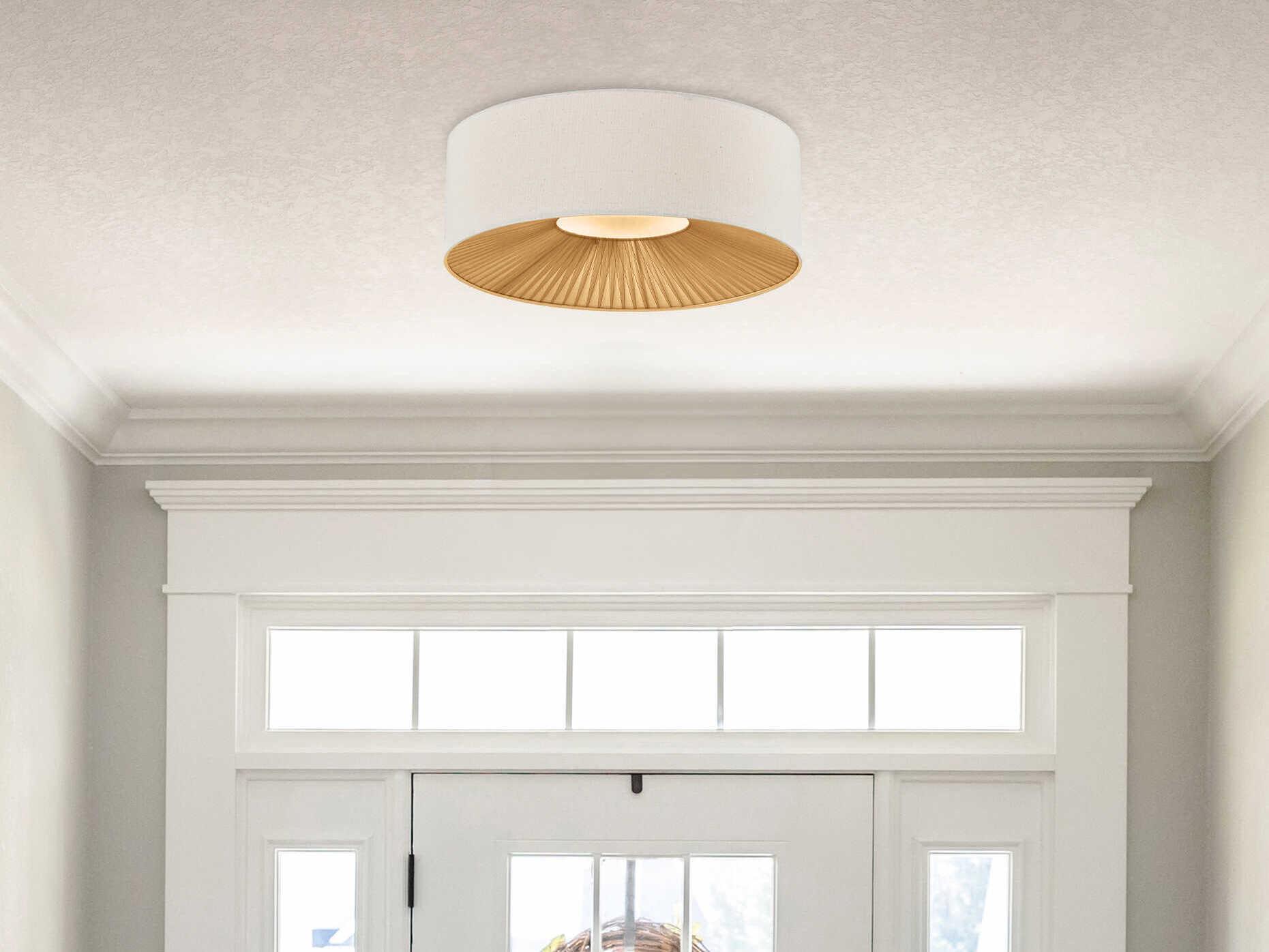 Justice Design Group Textile Warren 4-Light Matte Black Off White Drum Flush Mount