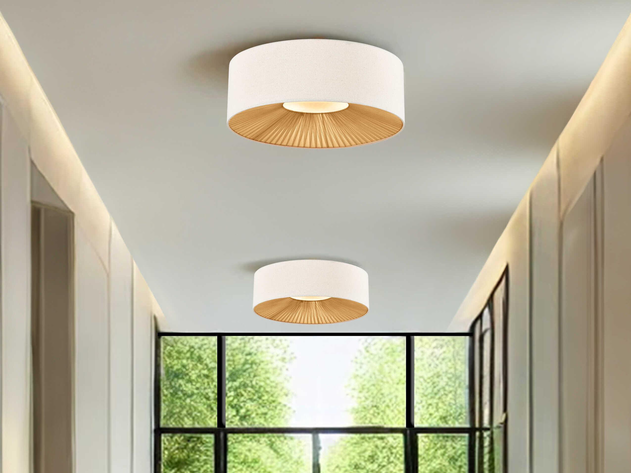 Justice Design Group Textile Warren 4-Light Matte Black Off White Drum Flush Mount