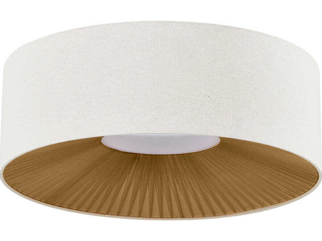 Justice Design Group Textile Warren 6-Light Matte Black Off White Drum Flush Mount