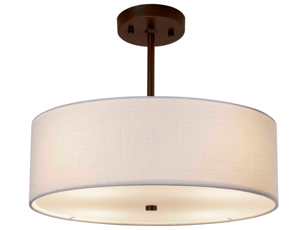 Justice Design Group Textile 3-Light Bronze Drum Pendant