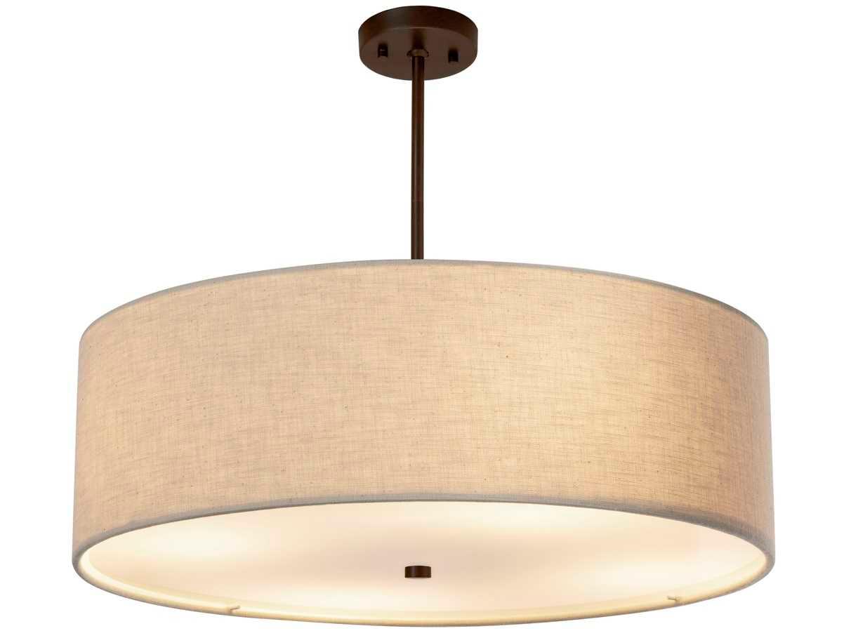 Justice Design Group Textile 6-Light Bronze Drum Pendant