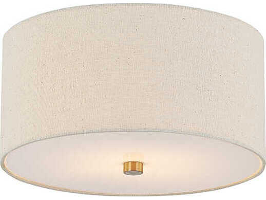 Justice Design Group Textile Classic 2-Light Off White Drum Flush Mount