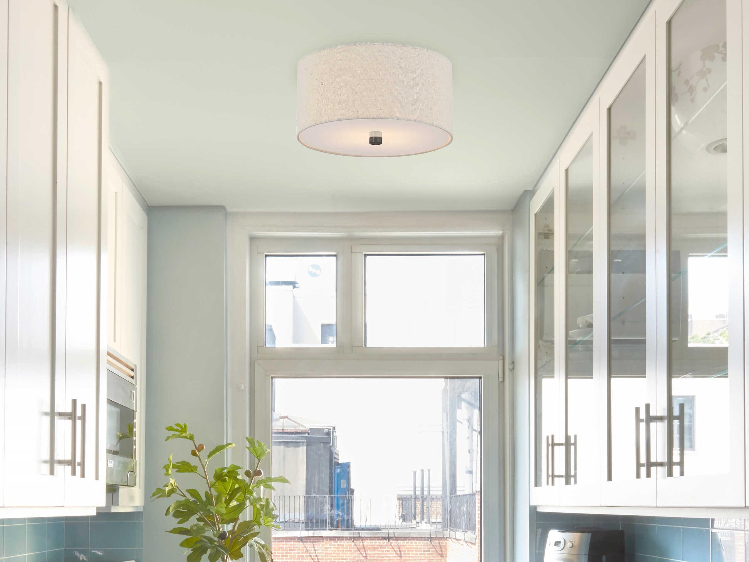 Justice Design Group Textile Classic 2-Light Off White Drum Flush Mount