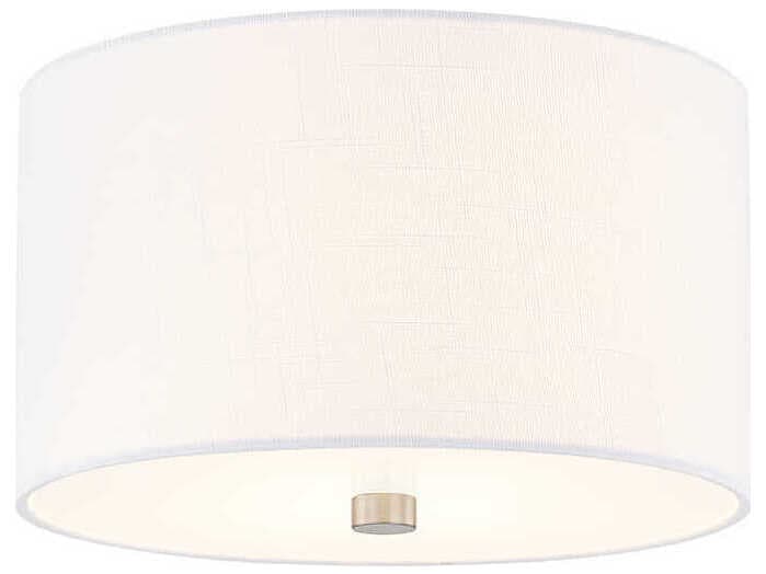 Justice Design Group Textile Classic 2-Light White Drum Flush Mount
