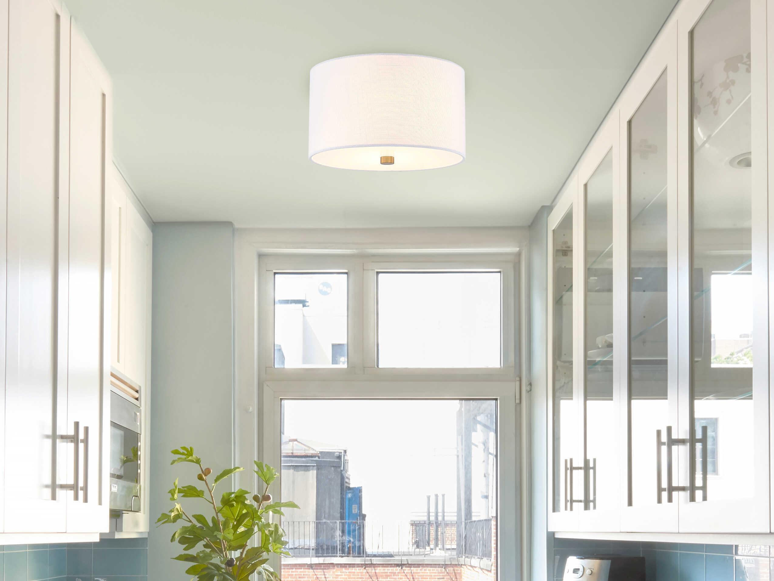 Justice Design Group Textile Classic 2-Light White Drum Flush Mount