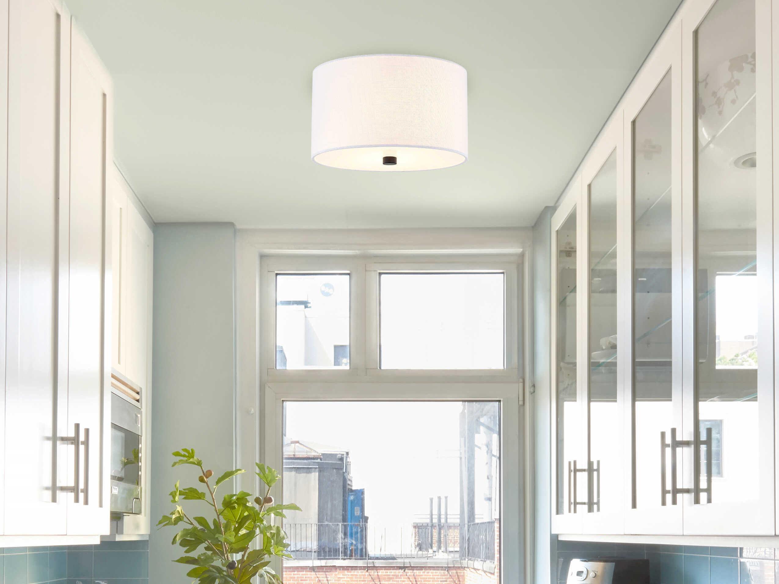 Justice Design Group Textile Classic 2-Light White Drum Flush Mount