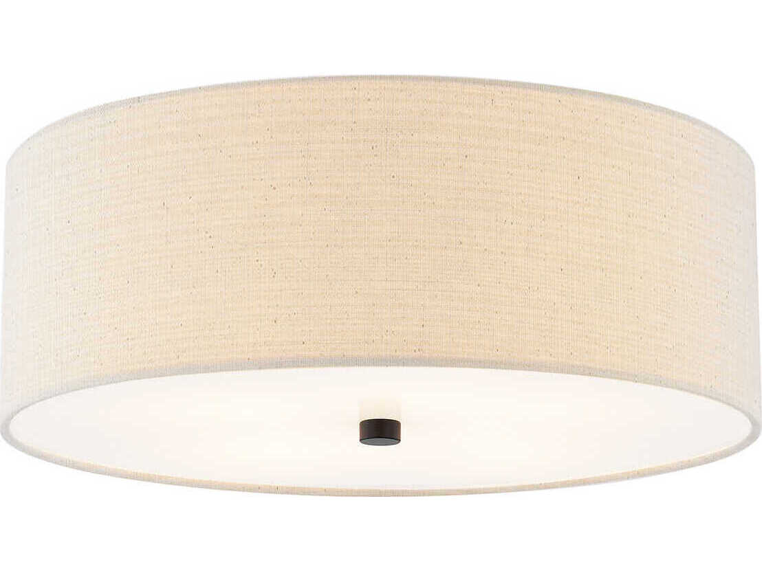 Justice Design Group Textile Classic 4-Light Off White Drum Flush Mount