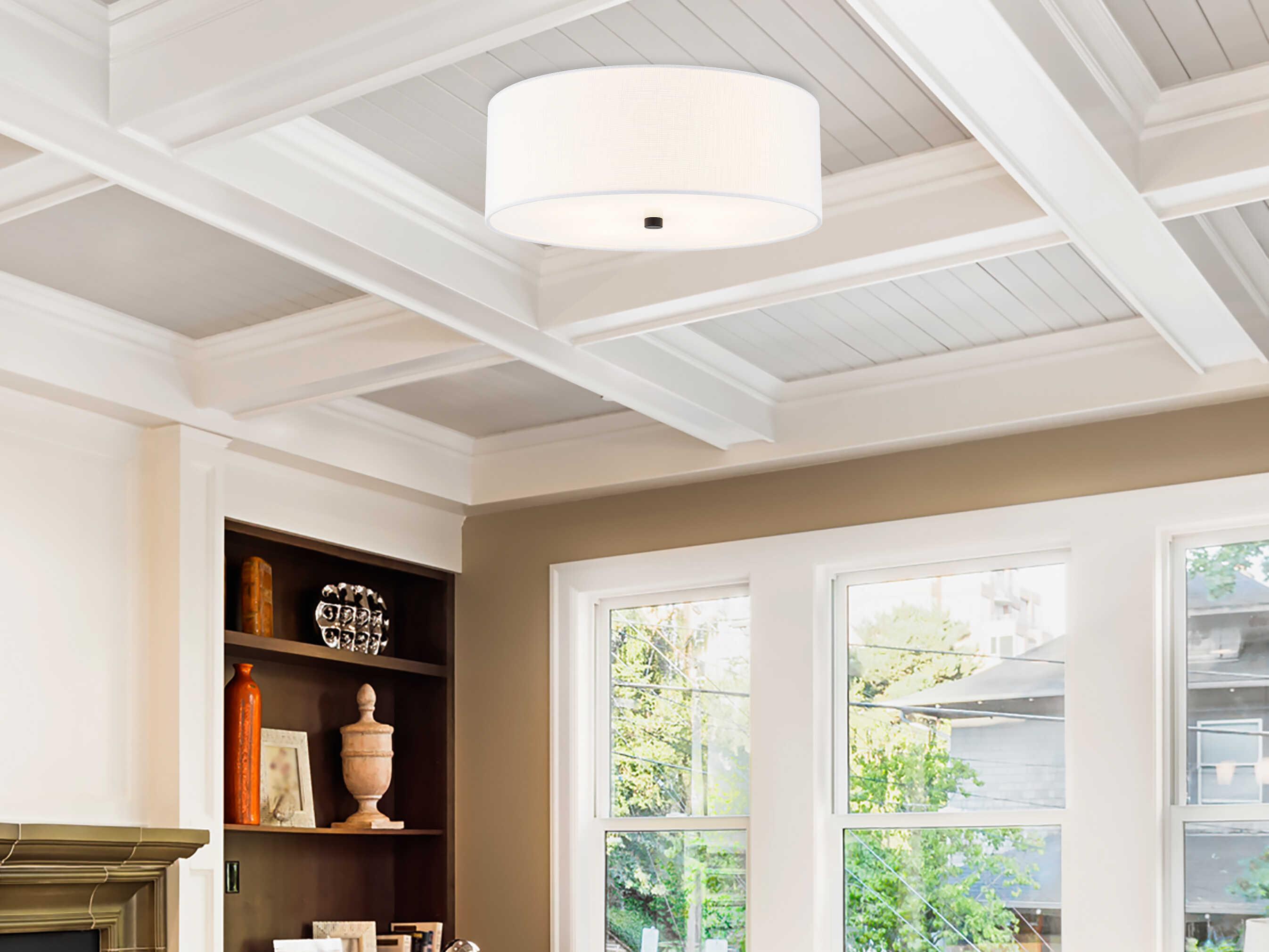 Justice Design Group Textile Classic 4-Light White Drum Flush Mount