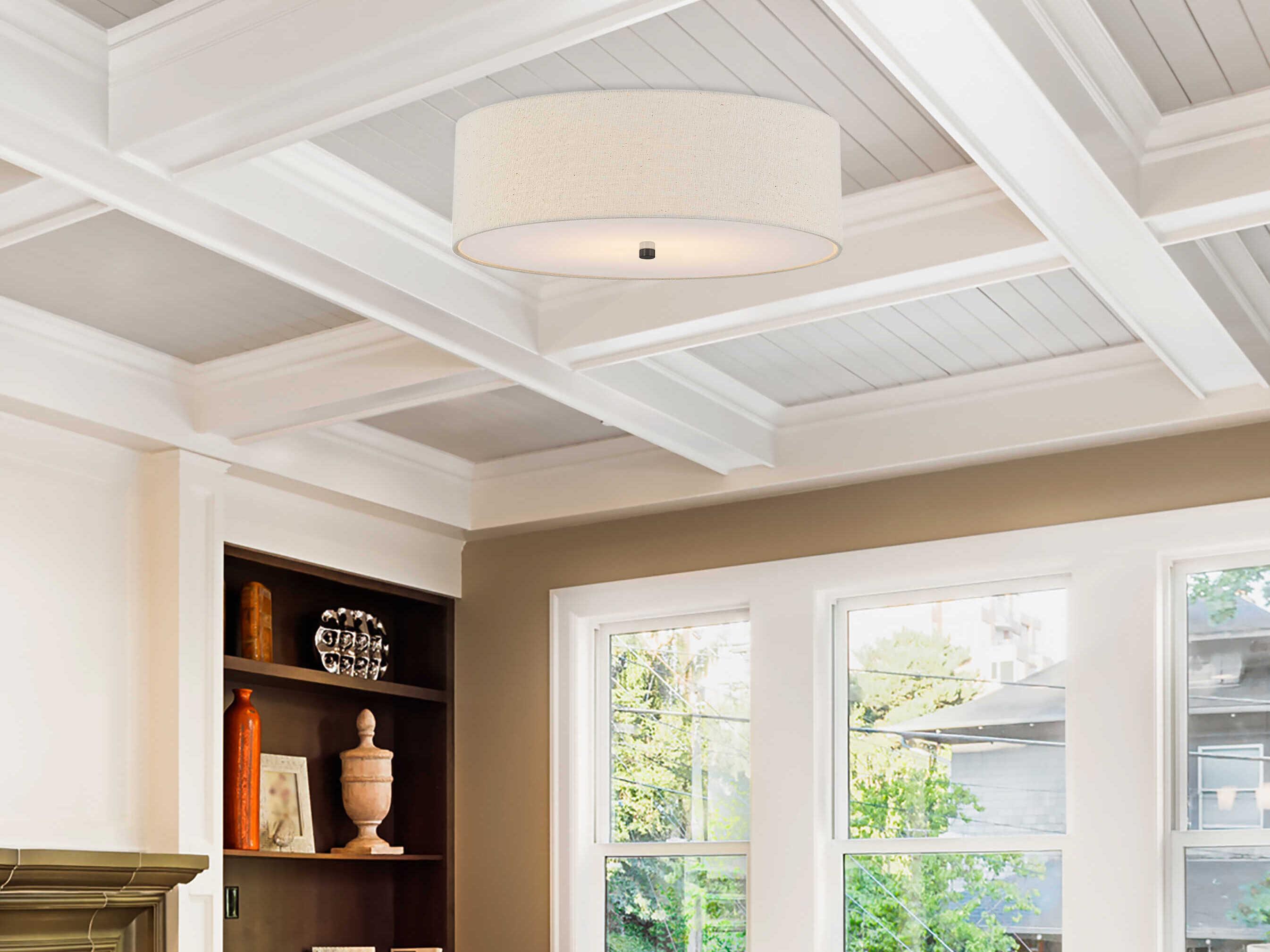 Justice Design Group Textile Classic 5-Light Off White Drum Flush Mount