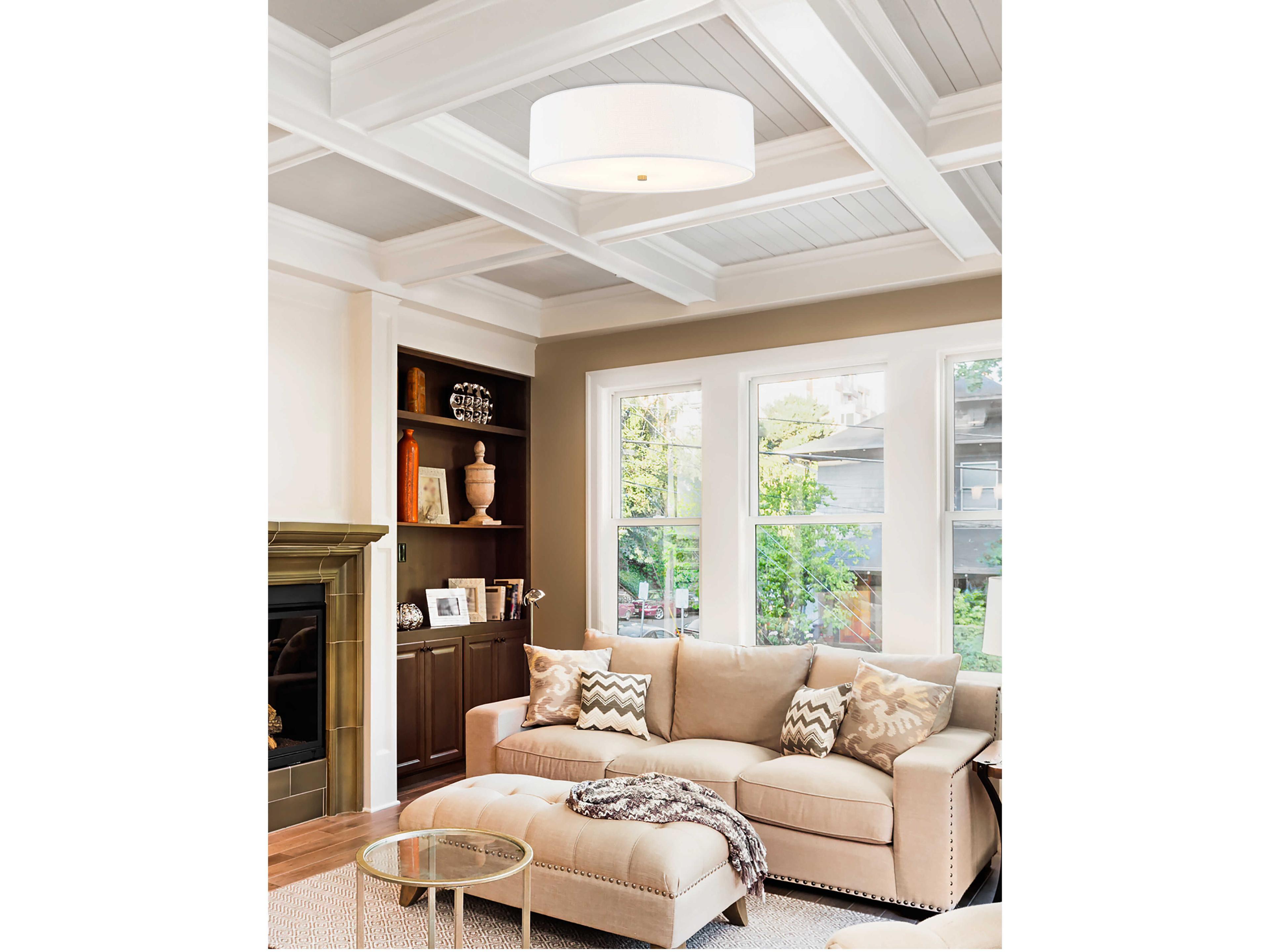 Justice Design Group Textile Classic 5-Light White Drum Flush Mount