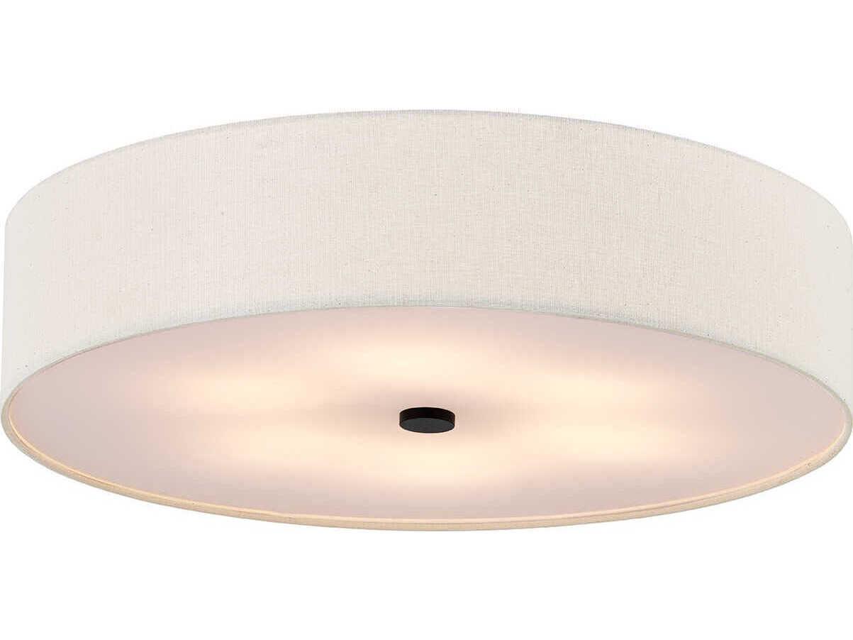 Justice Design Group Textile Classic 6-Light Off White Drum Flush Mount