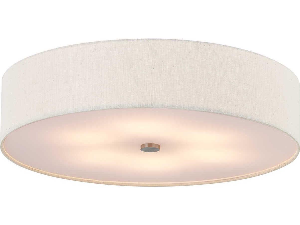 Justice Design Group Textile Classic 6-Light Off White Drum Flush Mount