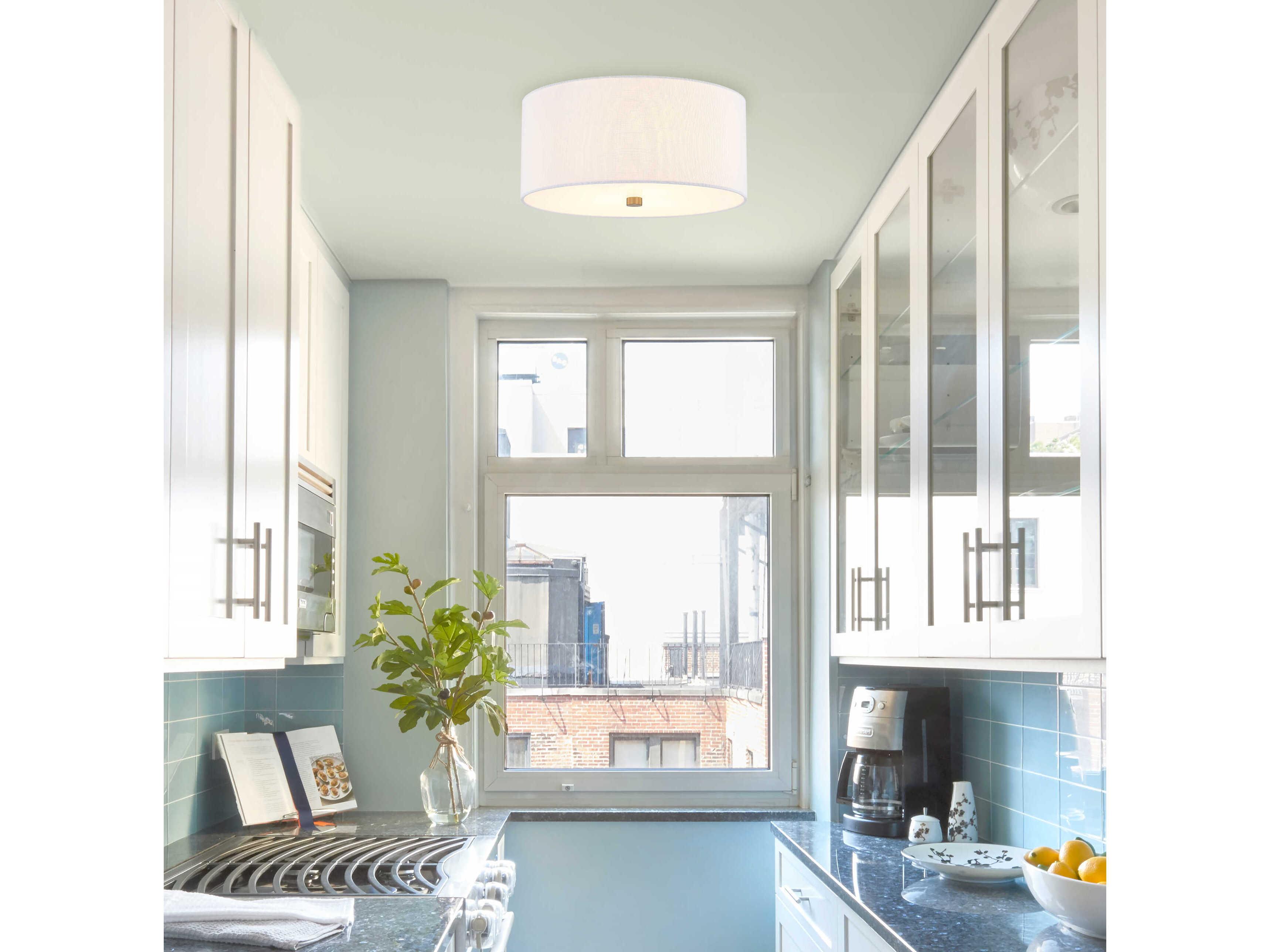 Justice Design Group Textile Classic 3-Light White Drum Flush Mount