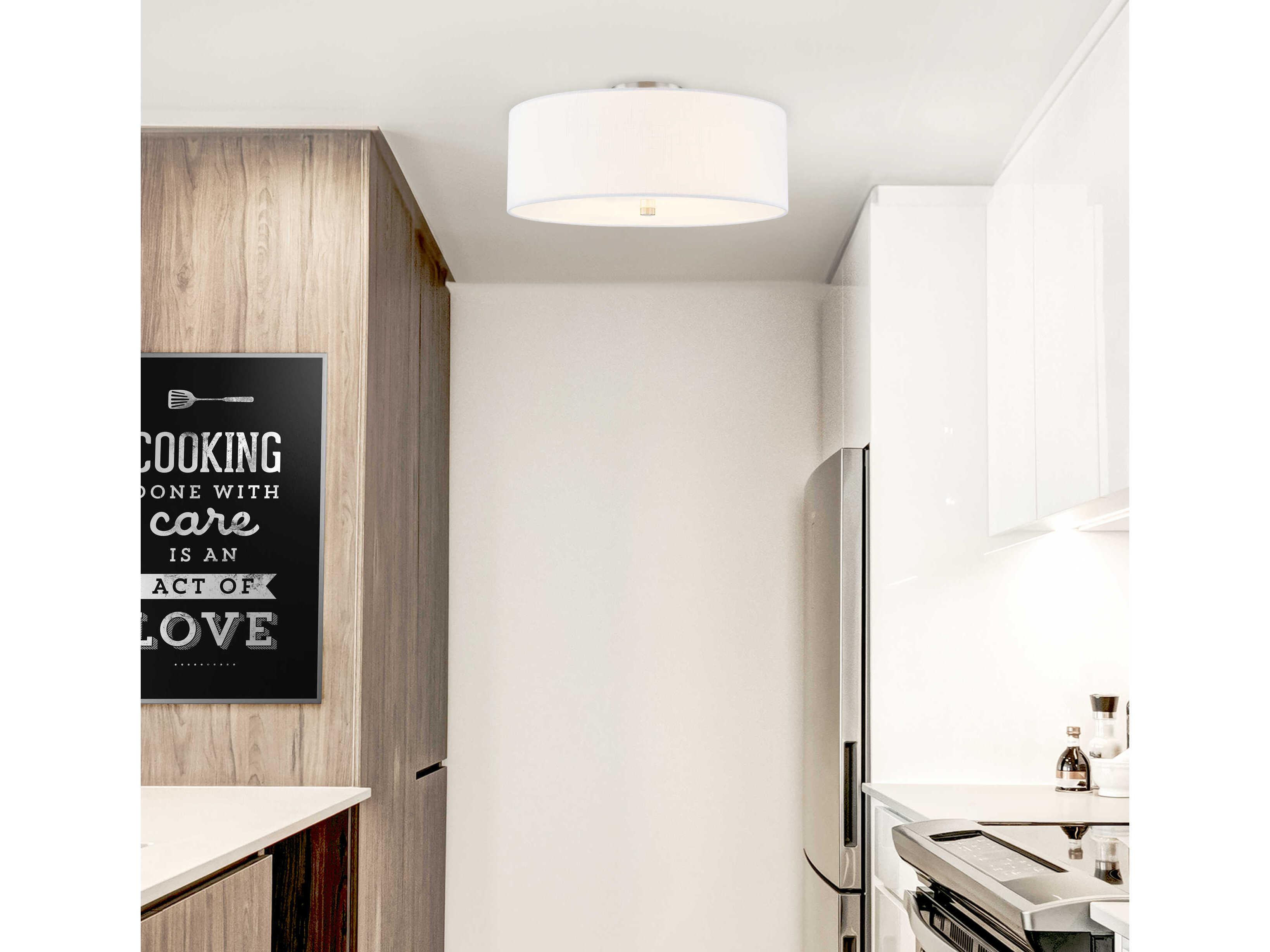 Justice Design Group Textile Classic 4-Light Nickel White Drum Semi Flush Mount