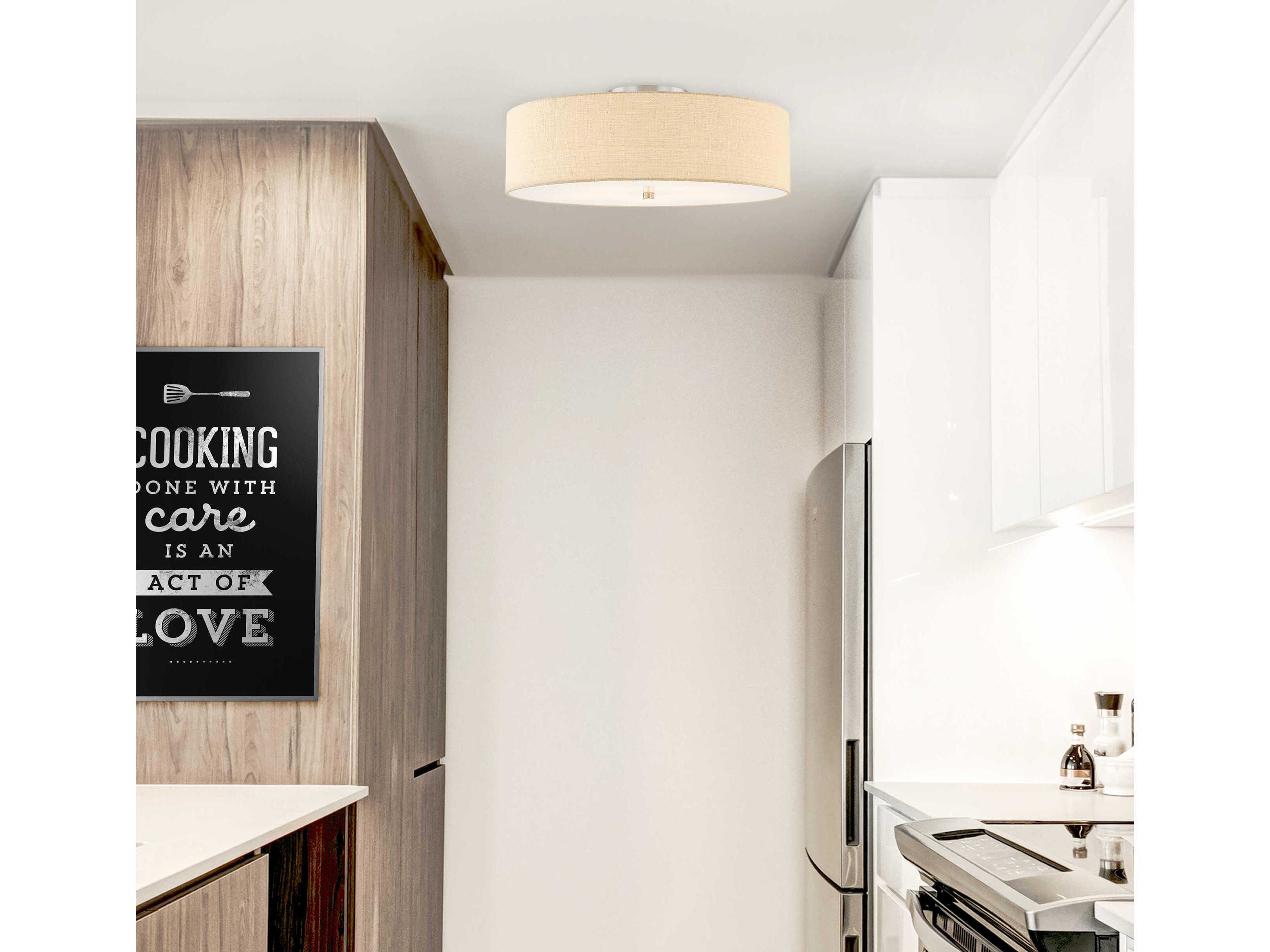 Justice Design Group Textile Classic 5-Light Nickel Off White Drum Semi Flush Mount