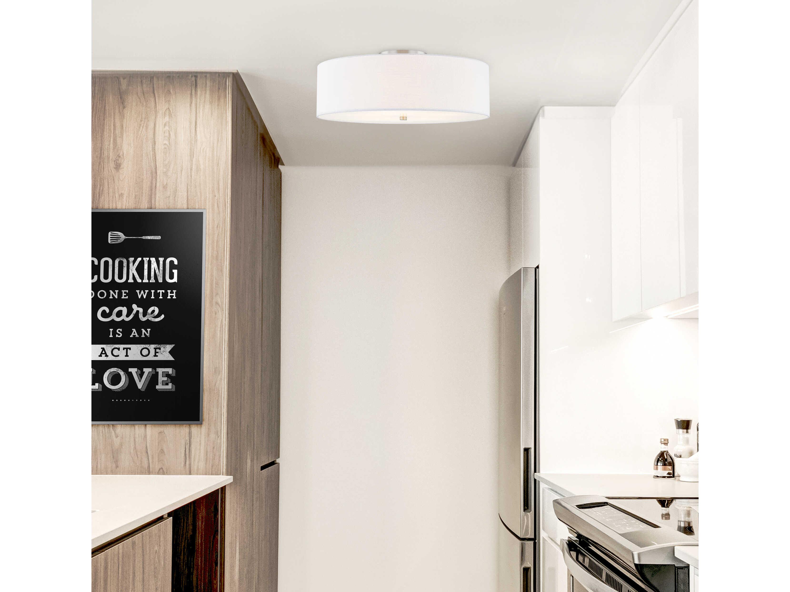 Justice Design Group Textile Classic 5-Light Nickel White Drum Semi Flush Mount