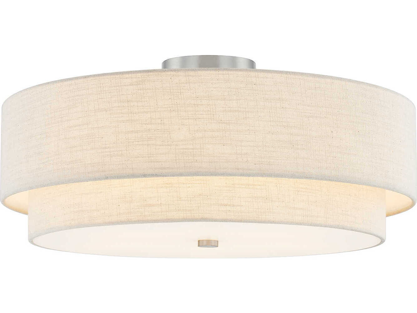 Justice Design Group Textile Classic 5-Light Nickel Drum Semi Flush Mount