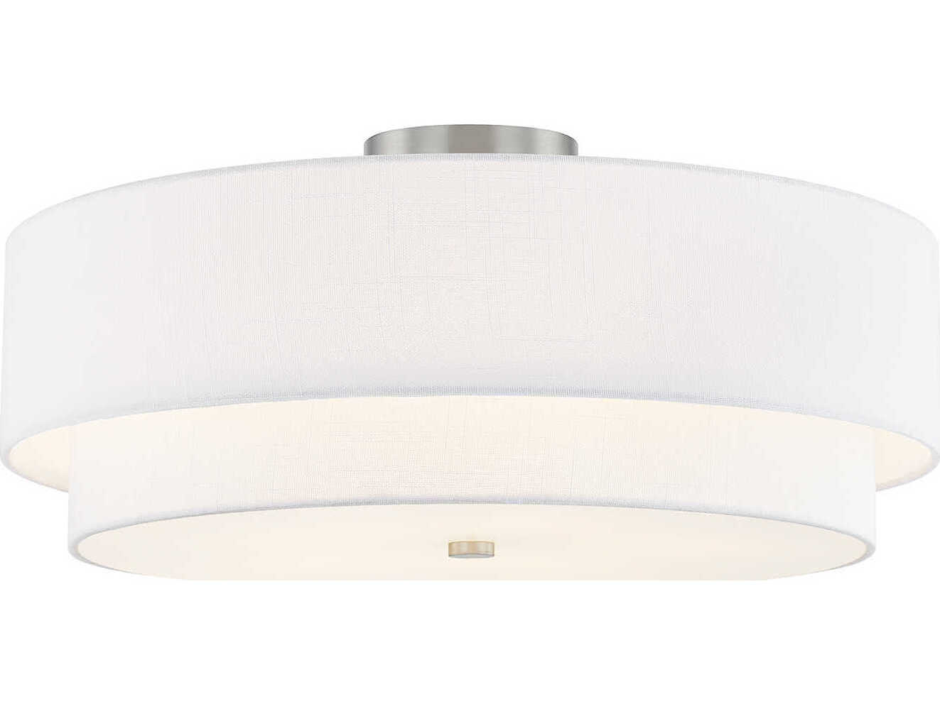 Justice Design Group Textile Classic 5-Light Nickel White Drum Semi Flush Mount