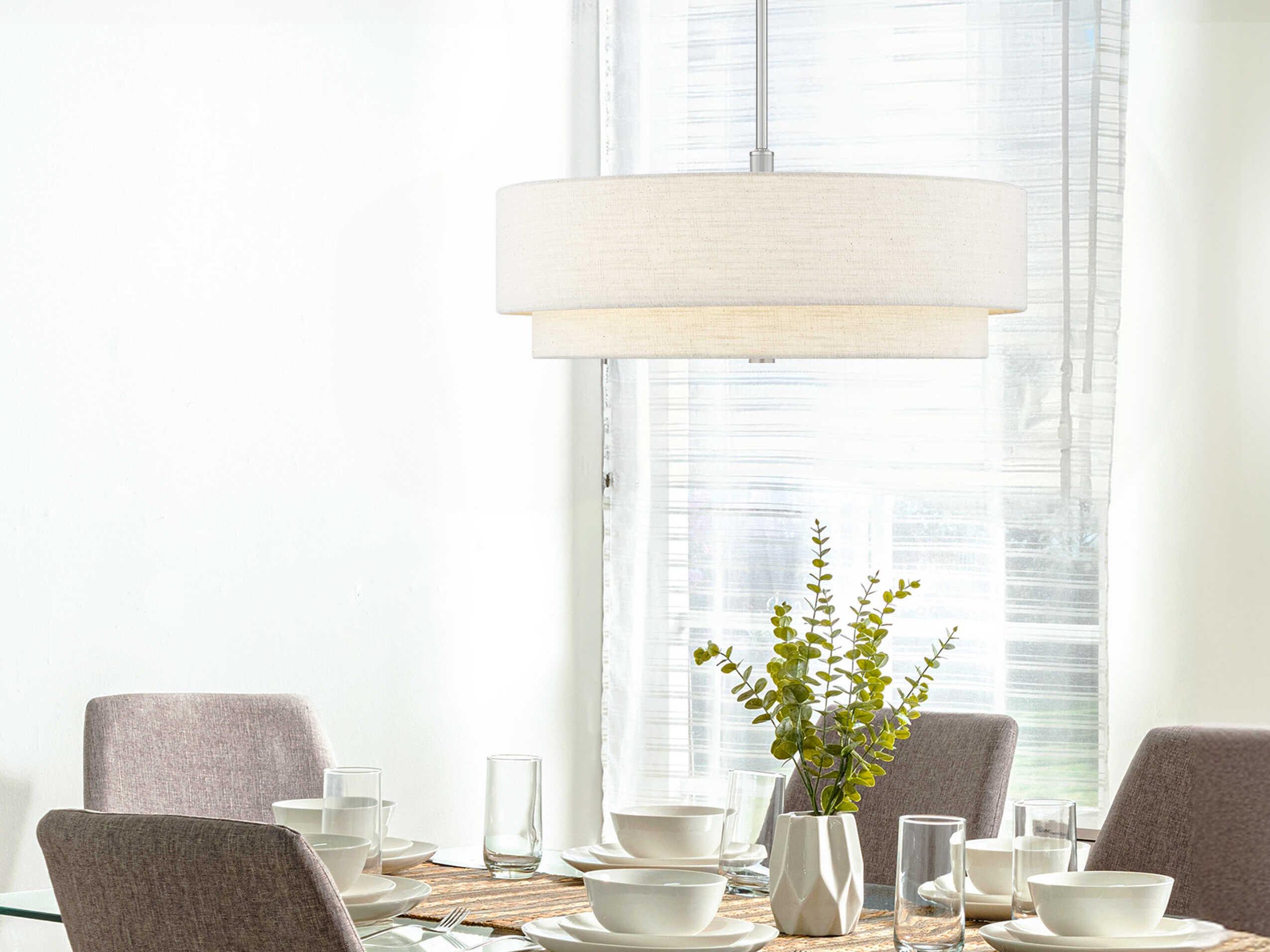 Justice Design Group Textile Classic 5-Light Nickel White Drum Semi Flush Mount