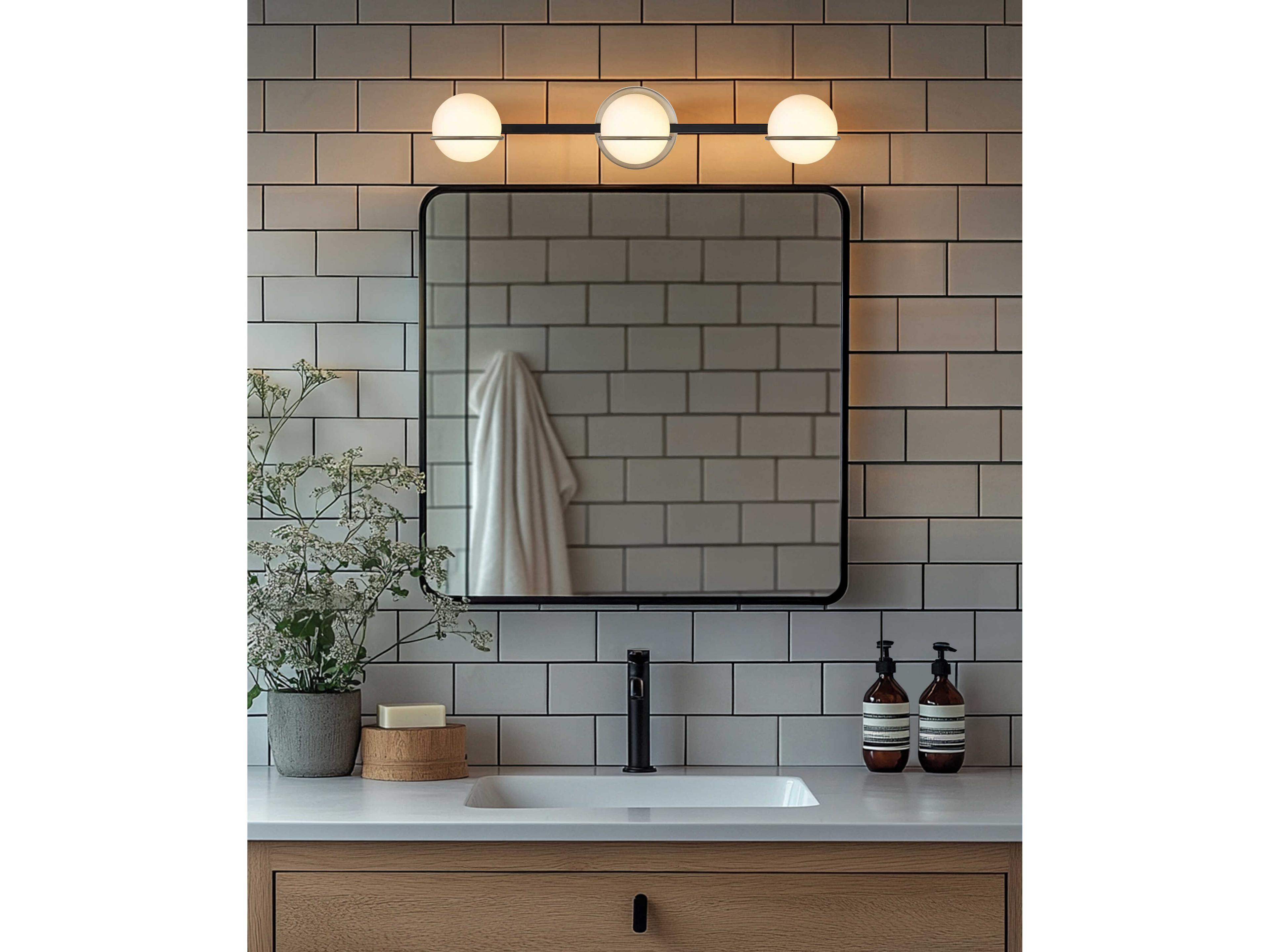 Justice Design Group Fusion 3-Light Black Glass LED Vanity Light