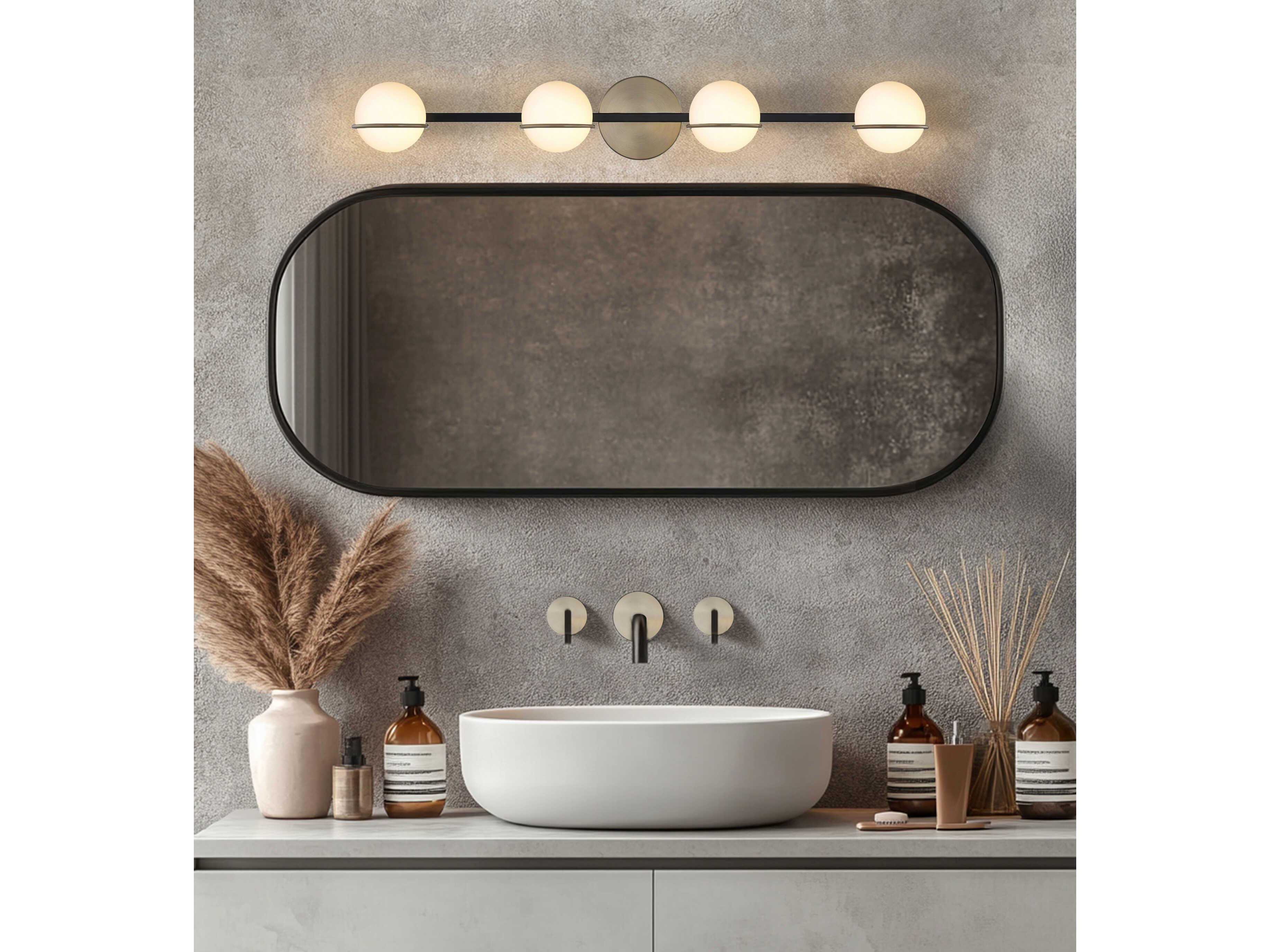 Justice Design Group Fusion 4-Light Black Glass LED Vanity Light