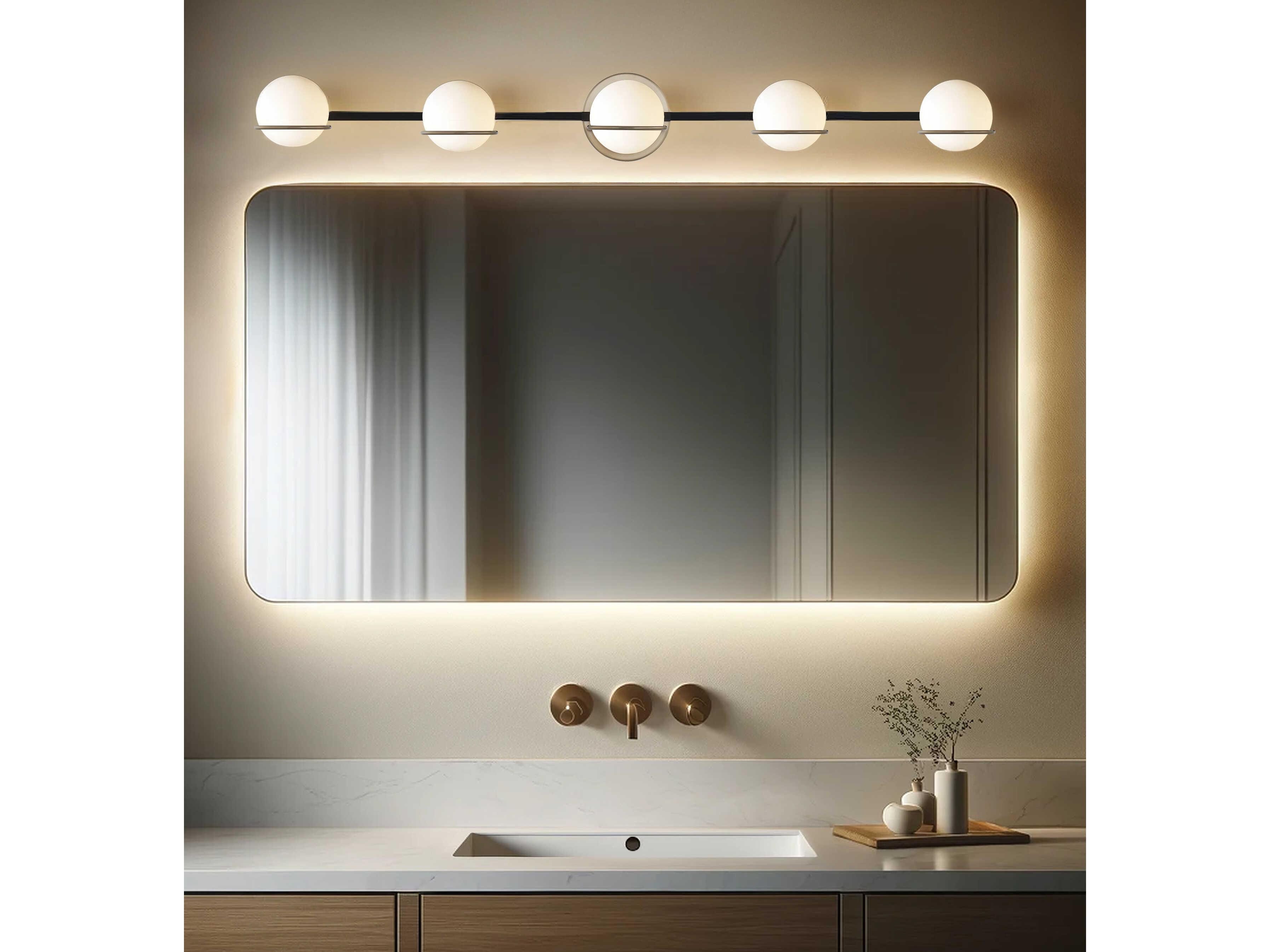 Justice Design Group Fusion 5-Light Black Glass LED Vanity Light