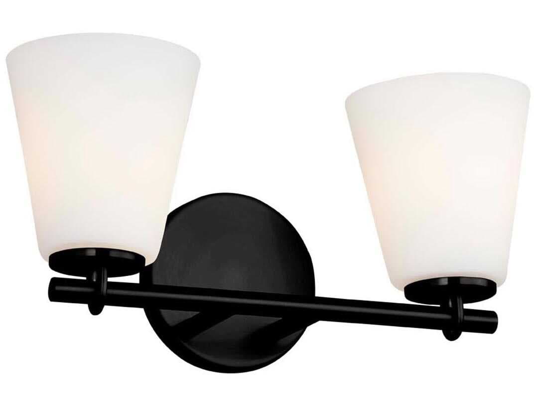 Justice Design Group Fusion 2-Light Matte Black Glass Vanity Light