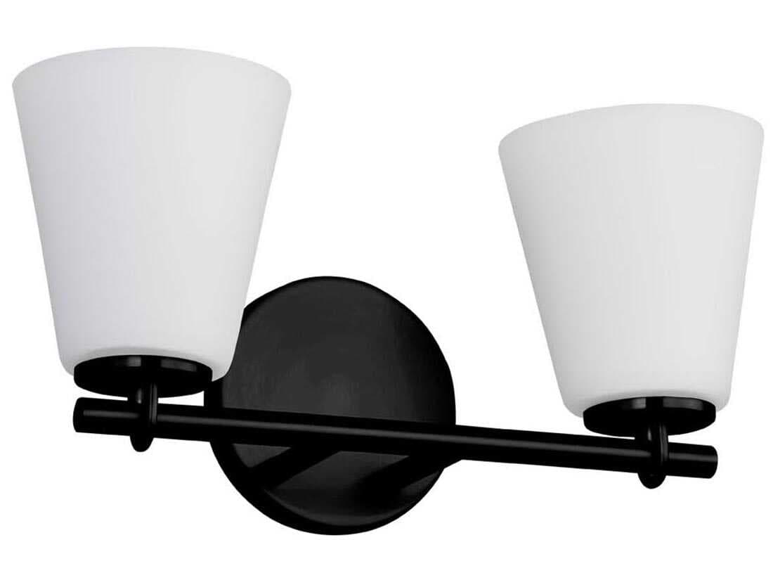 Justice Design Group Fusion 2-Light Matte Black Glass Vanity Light