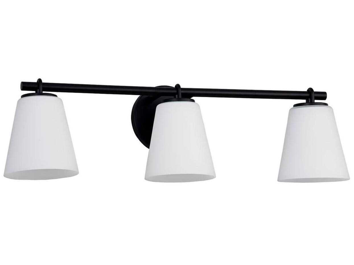 Justice Design Group Fusion 3-Light Matte Black Glass Vanity Light