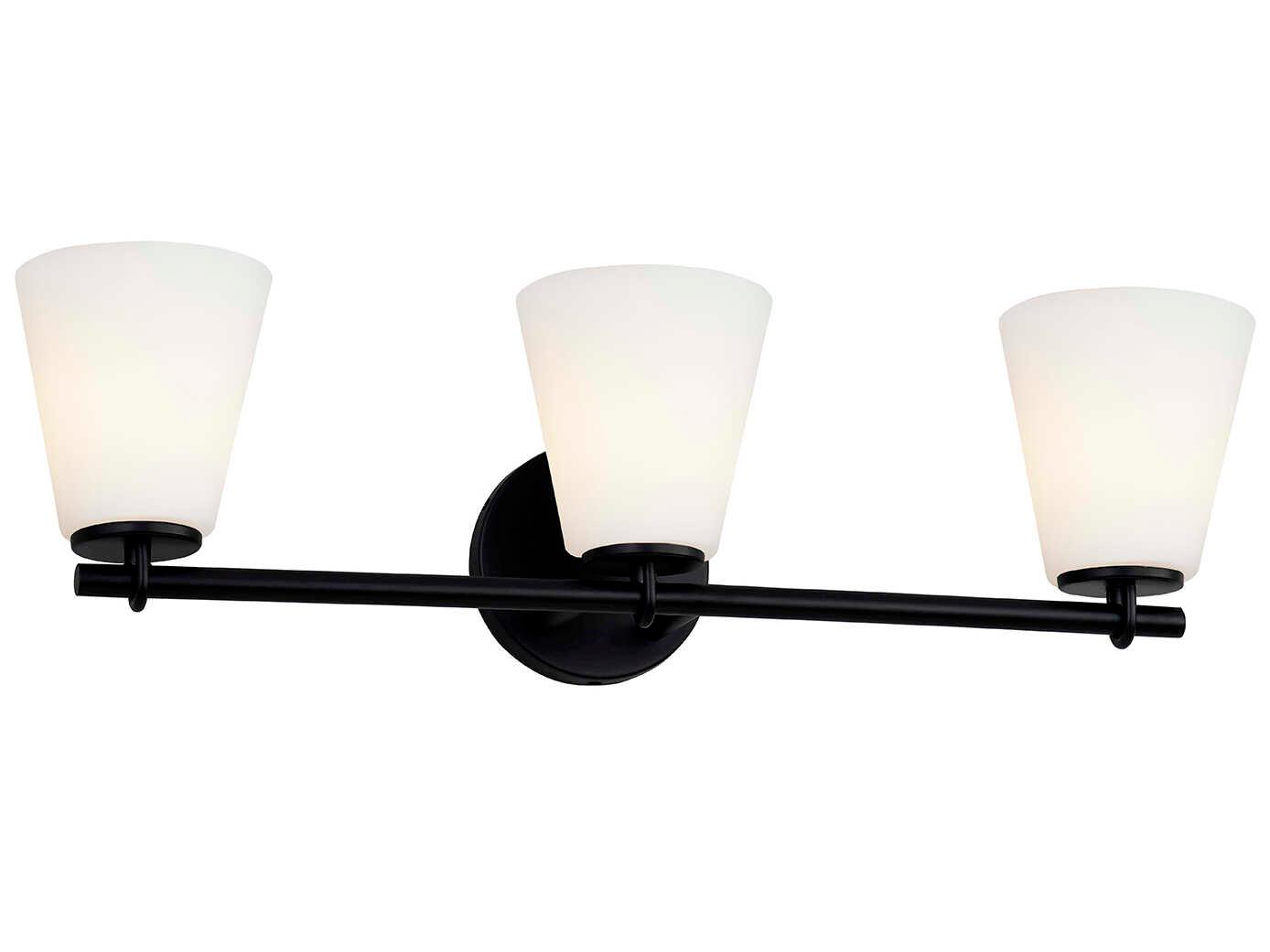 Justice Design Group Fusion 3-Light Matte Black Glass Vanity Light